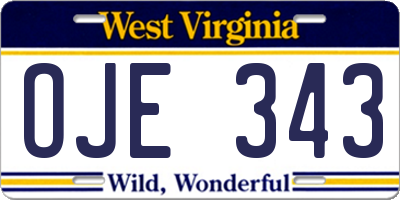 WV license plate OJE343