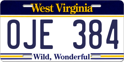 WV license plate OJE384