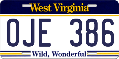 WV license plate OJE386