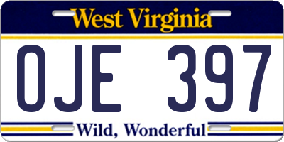 WV license plate OJE397