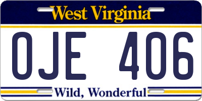 WV license plate OJE406