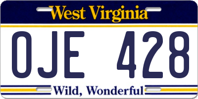 WV license plate OJE428