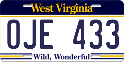 WV license plate OJE433