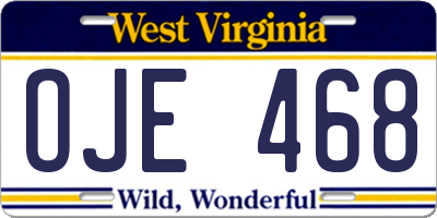 WV license plate OJE468