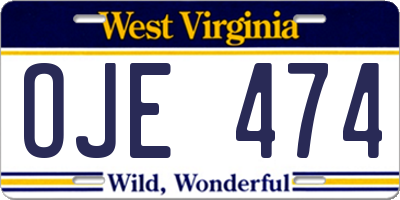 WV license plate OJE474