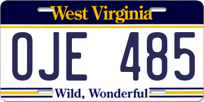 WV license plate OJE485