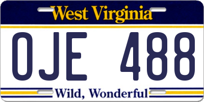 WV license plate OJE488