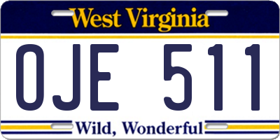 WV license plate OJE511