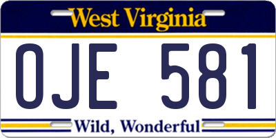 WV license plate OJE581