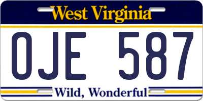 WV license plate OJE587