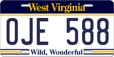WV license plate OJE588