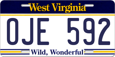WV license plate OJE592