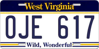 WV license plate OJE617