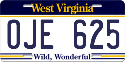 WV license plate OJE625