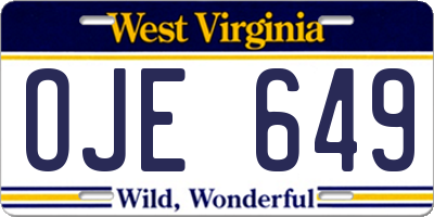WV license plate OJE649