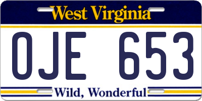 WV license plate OJE653