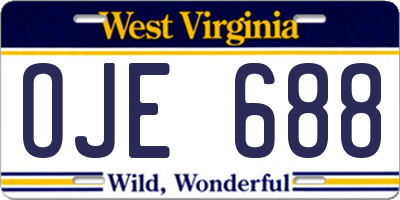 WV license plate OJE688