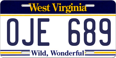 WV license plate OJE689