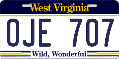 WV license plate OJE707