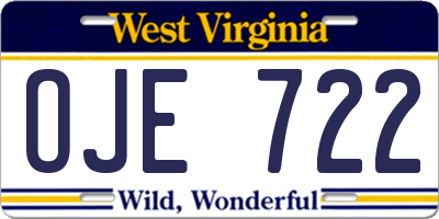 WV license plate OJE722