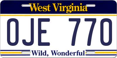 WV license plate OJE770