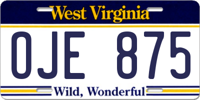 WV license plate OJE875