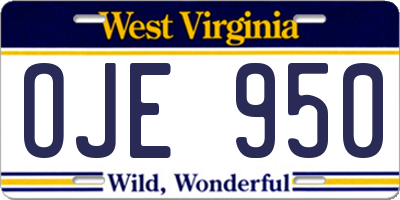 WV license plate OJE950