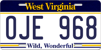 WV license plate OJE968