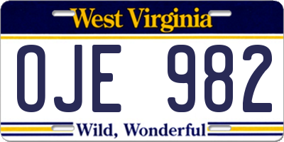 WV license plate OJE982