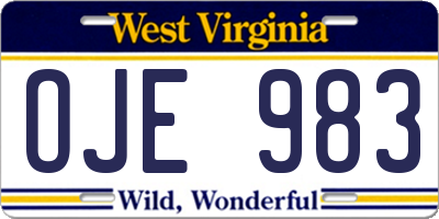 WV license plate OJE983