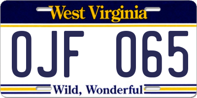 WV license plate OJF065