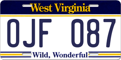 WV license plate OJF087