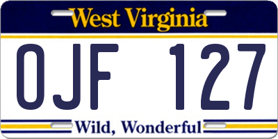 WV license plate OJF127