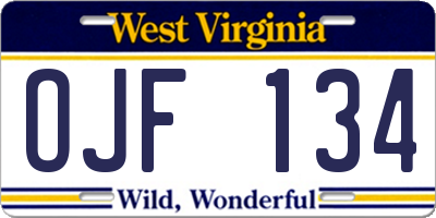 WV license plate OJF134