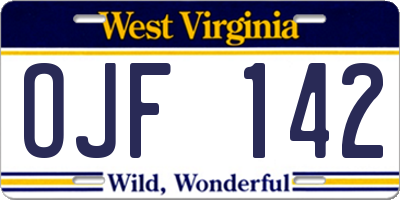 WV license plate OJF142