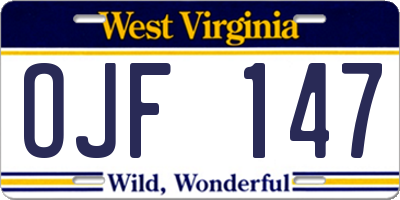 WV license plate OJF147