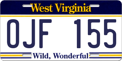 WV license plate OJF155