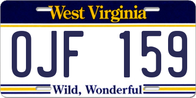 WV license plate OJF159