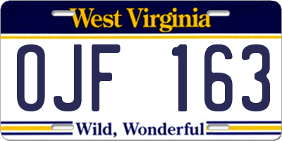 WV license plate OJF163