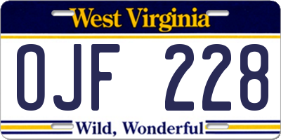 WV license plate OJF228