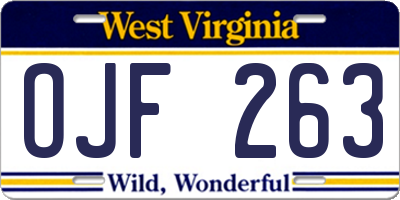 WV license plate OJF263