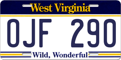 WV license plate OJF290