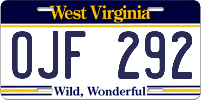 WV license plate OJF292