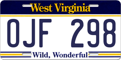 WV license plate OJF298