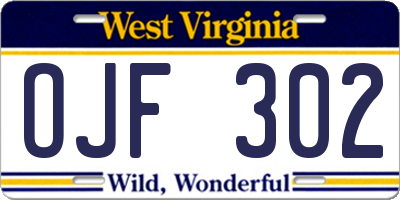 WV license plate OJF302