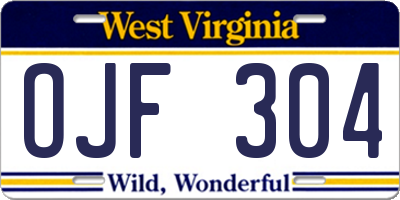 WV license plate OJF304