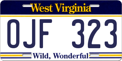 WV license plate OJF323