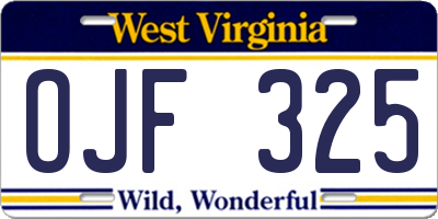 WV license plate OJF325