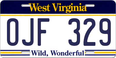 WV license plate OJF329