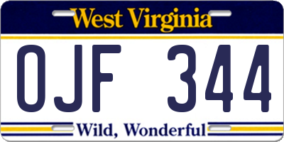 WV license plate OJF344